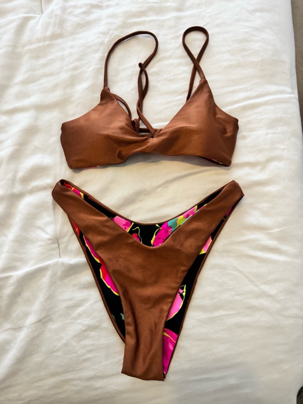 Maaji Two-Piece Bikini Set metallic bronze reversible